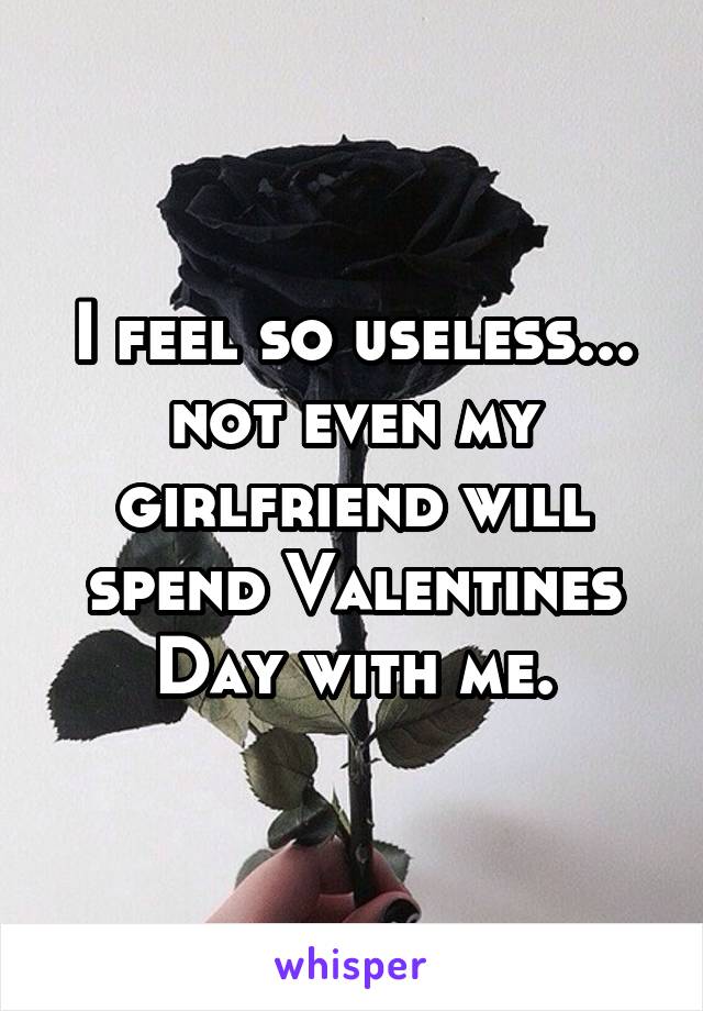 I feel so useless... not even my girlfriend will spend Valentines Day with me.