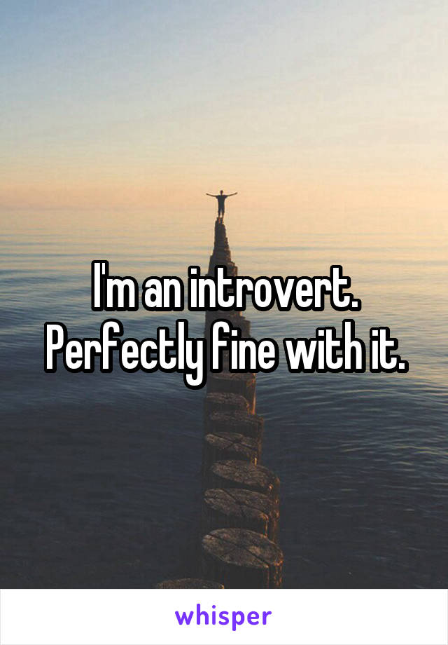 I'm an introvert. Perfectly fine with it.