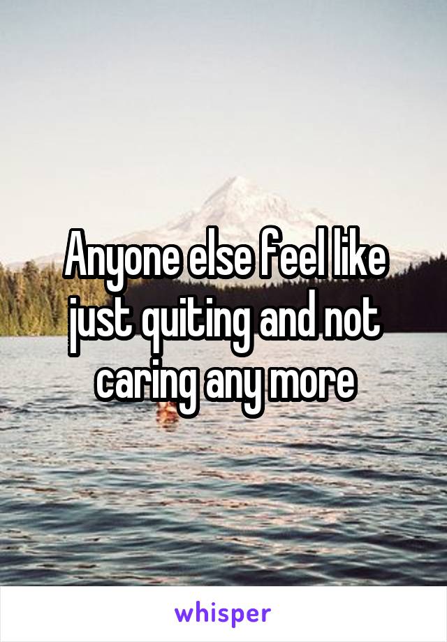 Anyone else feel like just quiting and not caring any more