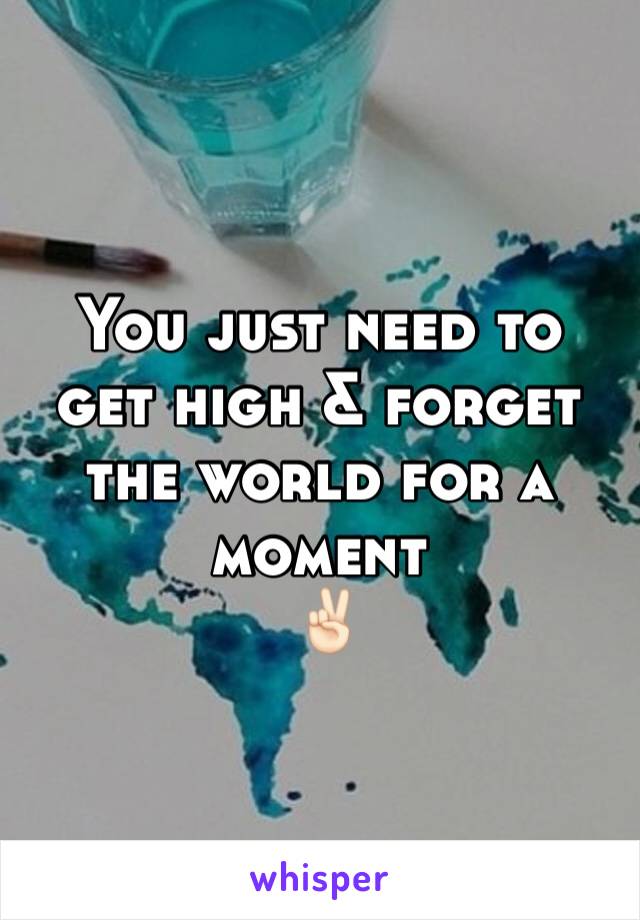 You just need to get high & forget the world for a moment
 ✌🏻️