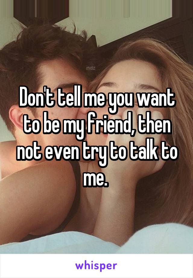 Don't tell me you want to be my friend, then not even try to talk to me. 