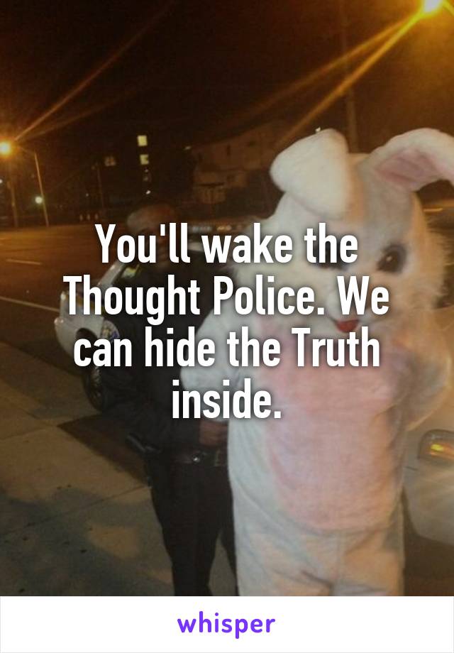 You'll wake the Thought Police. We can hide the Truth inside.