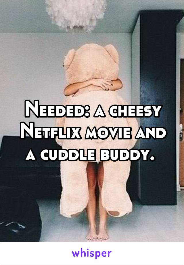 Needed: a cheesy Netflix movie and a cuddle buddy. 