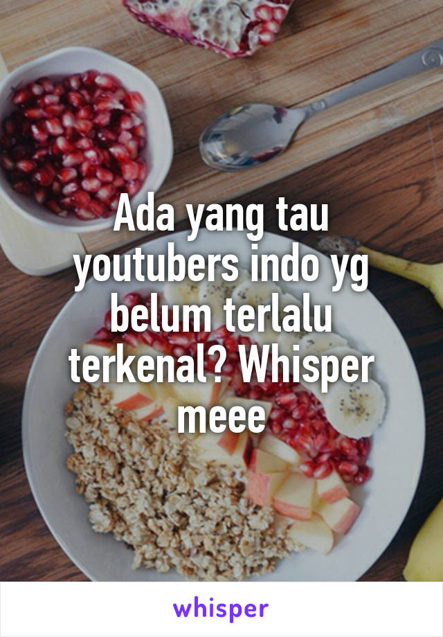 Ada yang tau youtubers indo yg belum terlalu terkenal? Whisper meee