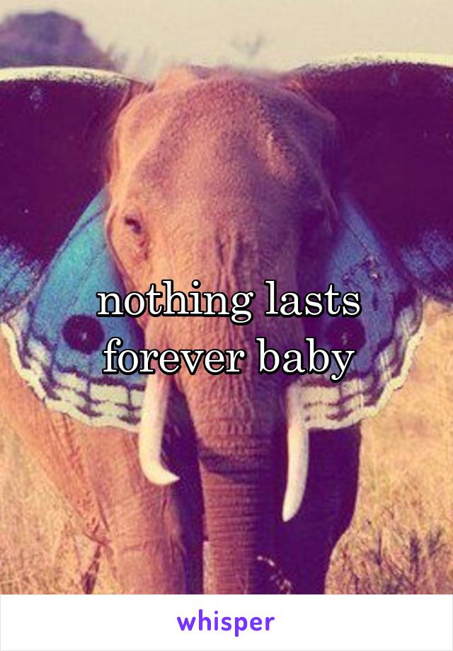 nothing lasts forever baby