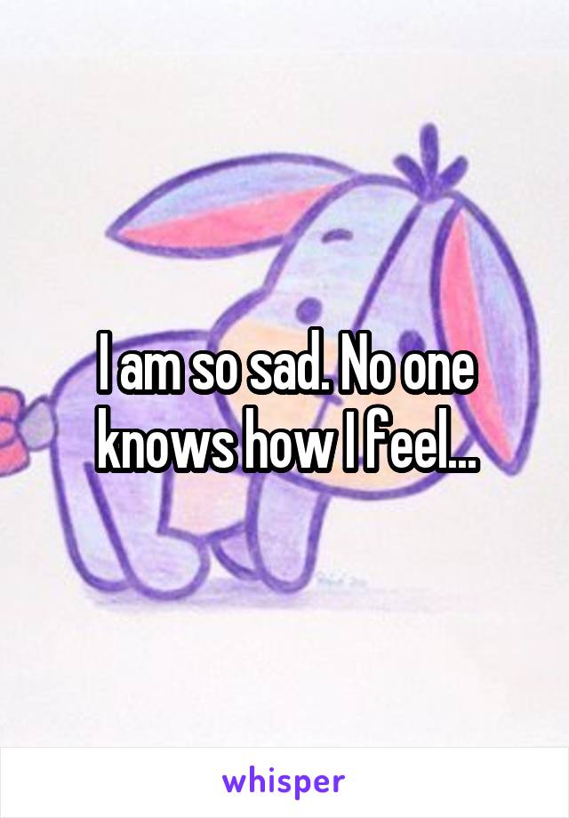 I am so sad. No one knows how I feel...