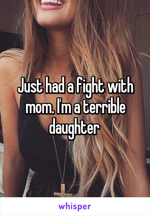 Just had a fight with mom. I'm a terrible daughter 