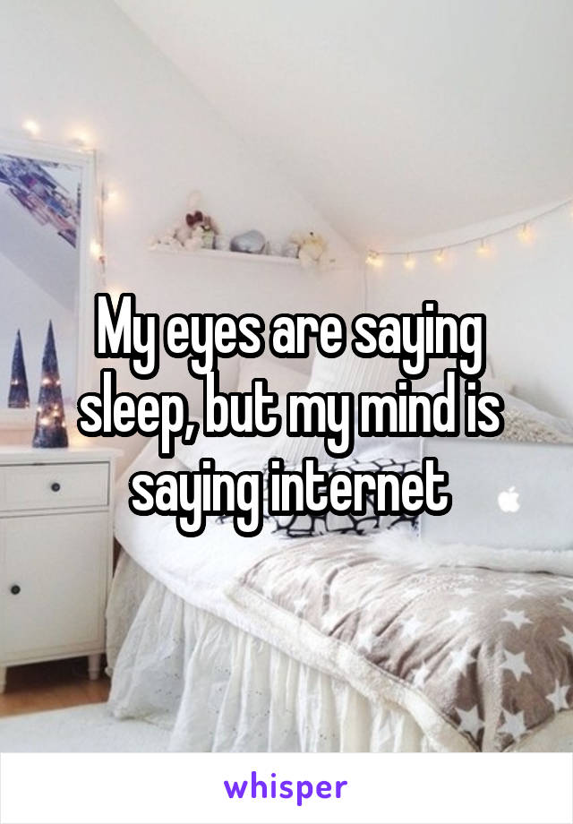 My eyes are saying sleep, but my mind is saying internet