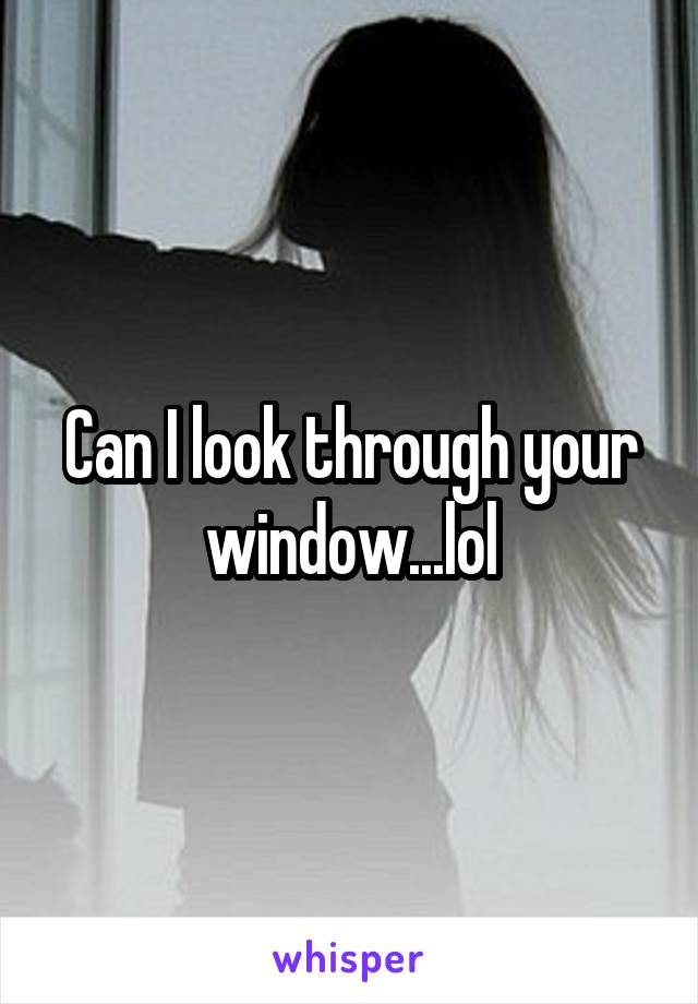 Can I look through your window...lol