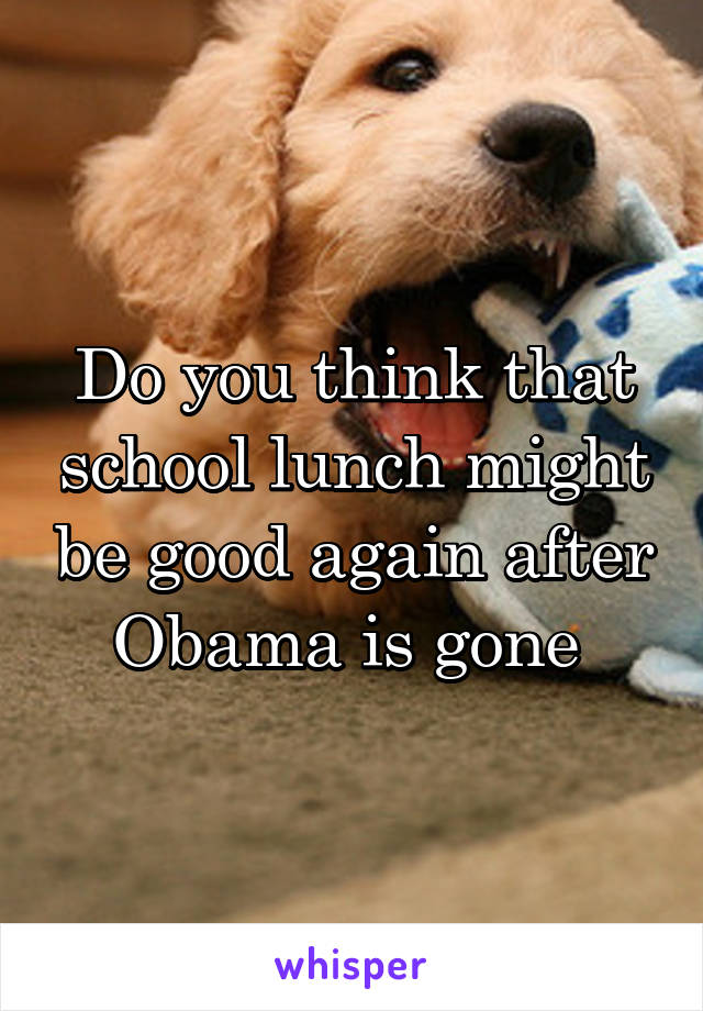 Do you think that school lunch might be good again after Obama is gone 