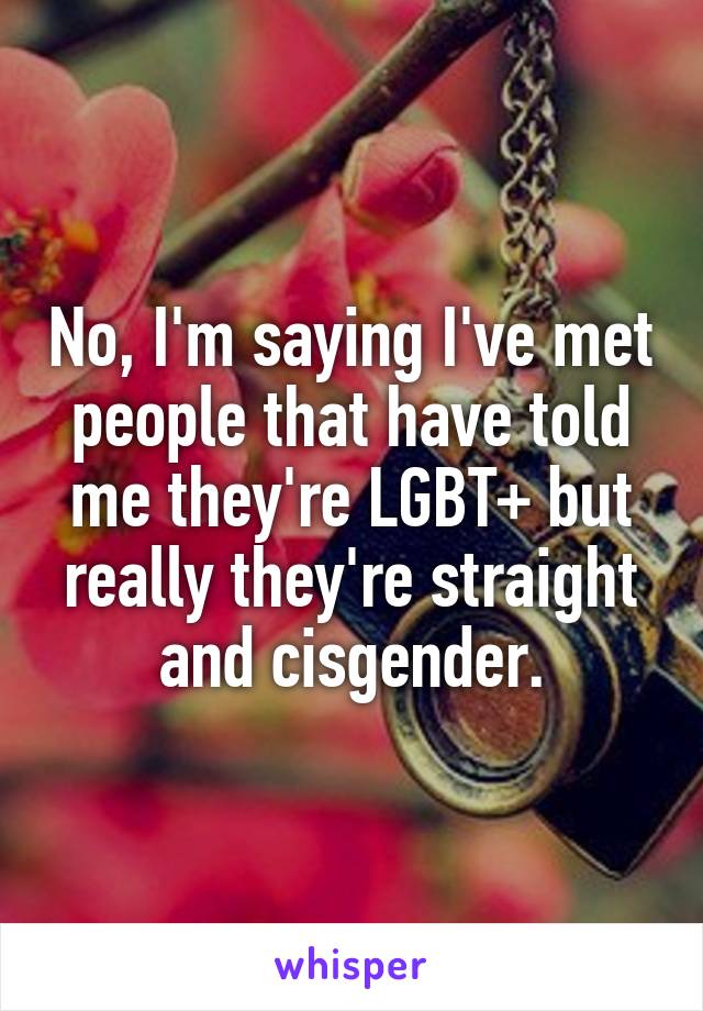No, I'm saying I've met people that have told me they're LGBT+ but really they're straight and cisgender.