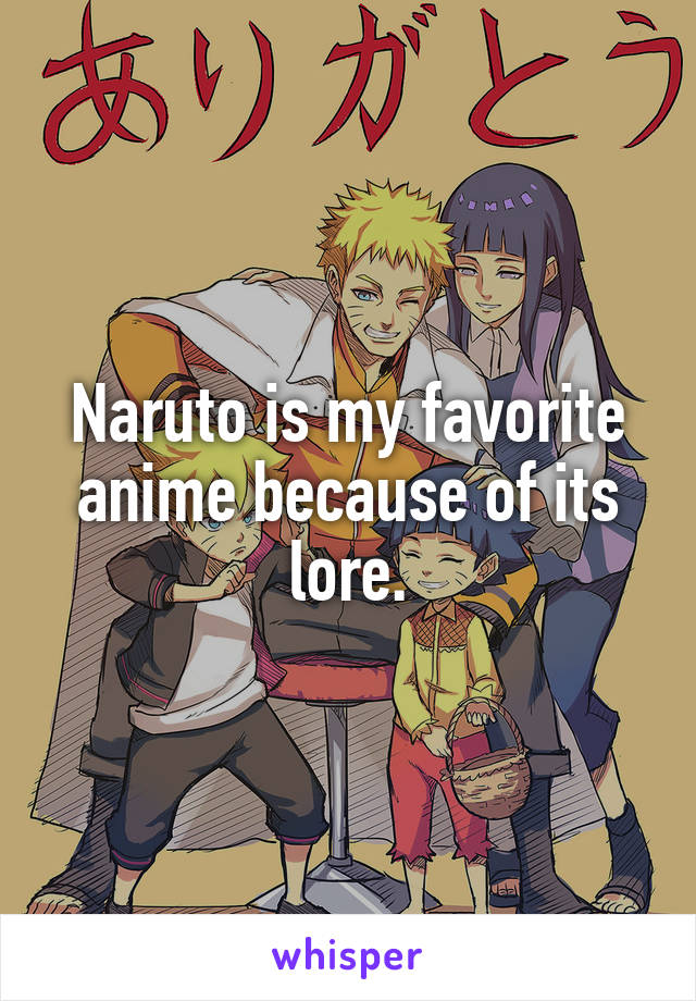 Naruto is my favorite anime because of its lore.
