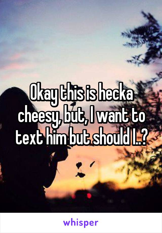 Okay this is hecka cheesy, but, I want to text him but should I..?