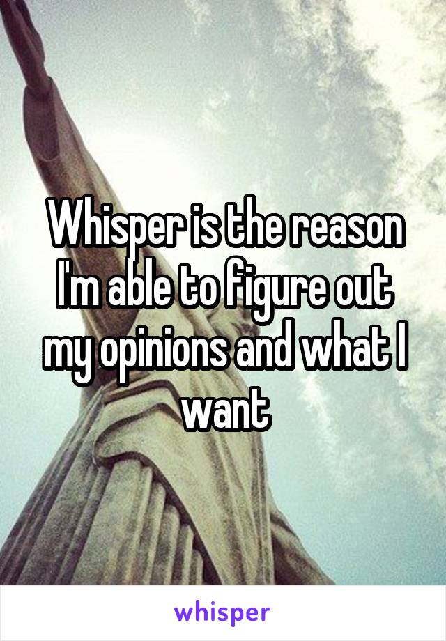 Whisper is the reason I'm able to figure out my opinions and what I want