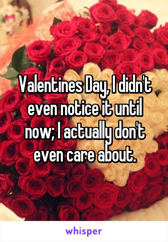 Valentines Day, I didn't even notice it until now; I actually don't even care about.
