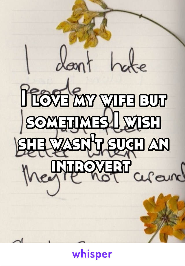 I love my wife but sometimes I wish she wasn't such an introvert 