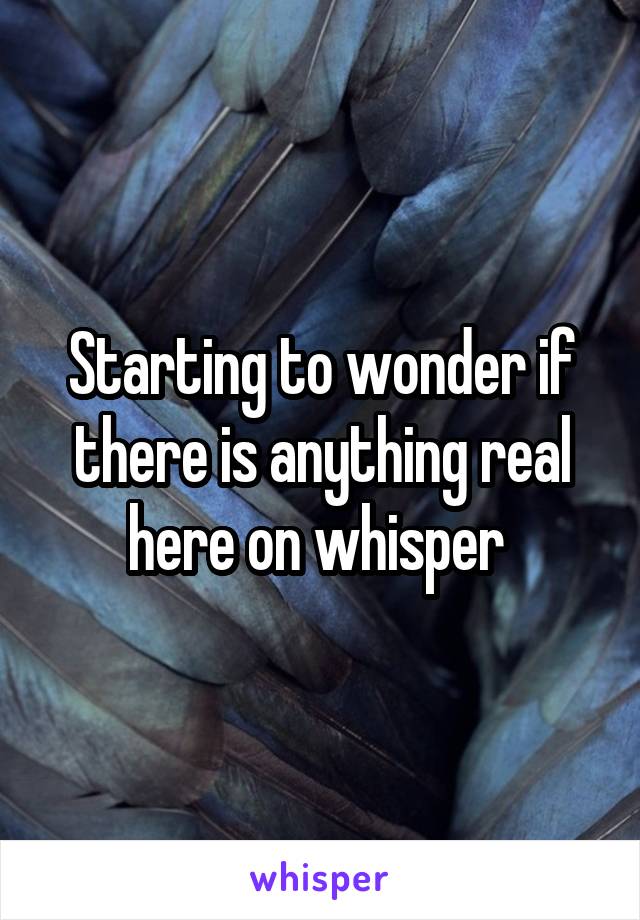 Starting to wonder if there is anything real here on whisper 