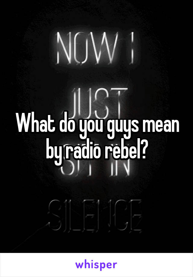 What do you guys mean by radio rebel?