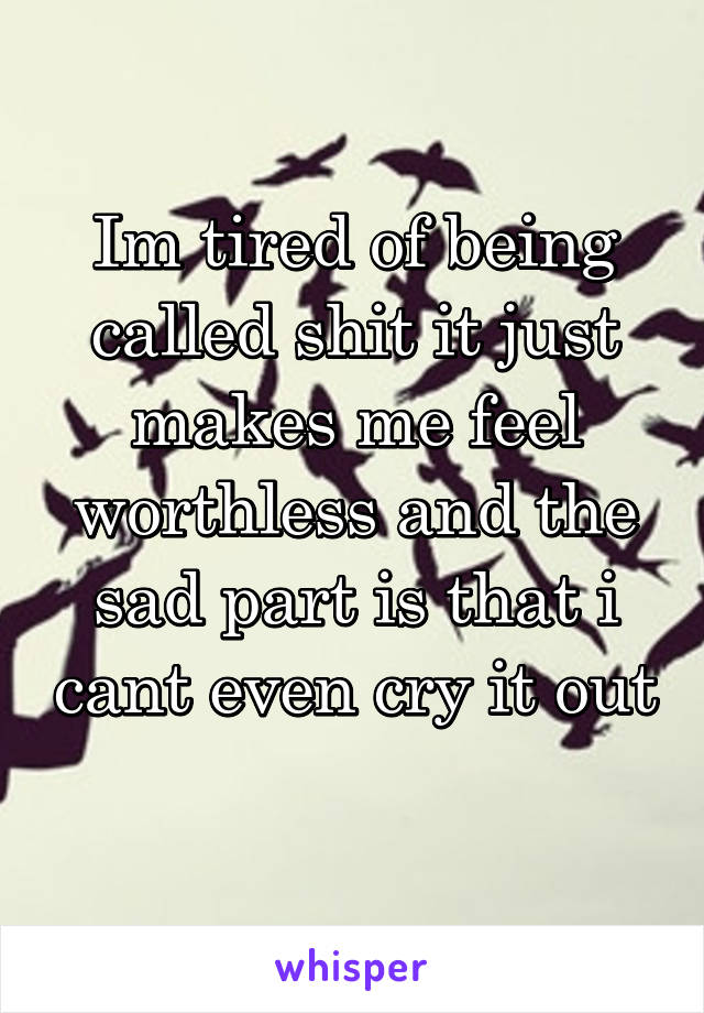 Im tired of being called shit it just makes me feel worthless and the sad part is that i cant even cry it out 