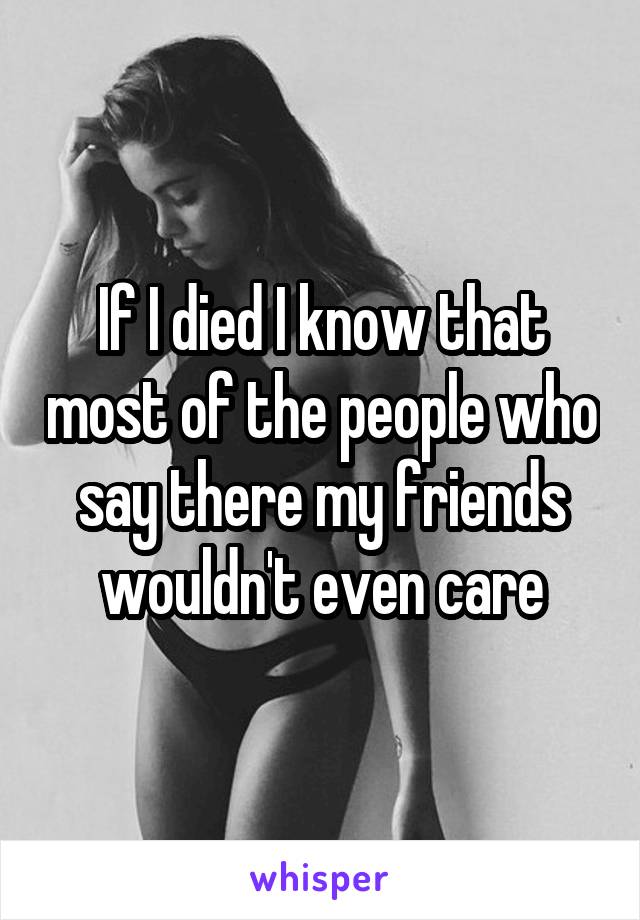 If I died I know that most of the people who say there my friends wouldn't even care