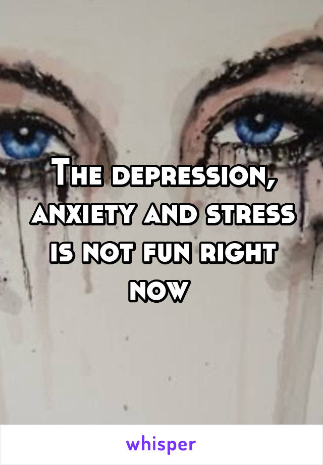 The depression, anxiety and stress is not fun right now 