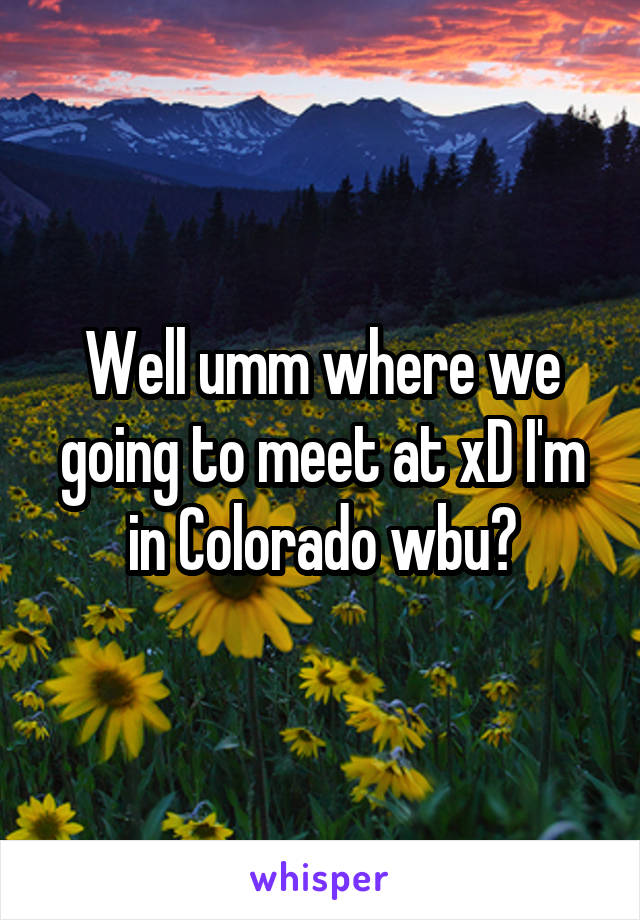 Well umm where we going to meet at xD I'm in Colorado wbu?