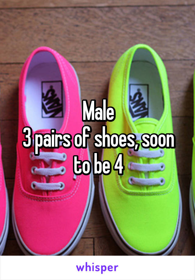 Male
3 pairs of shoes, soon to be 4
