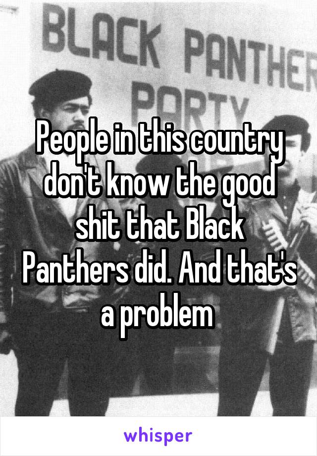 People in this country don't know the good shit that Black Panthers did. And that's a problem 