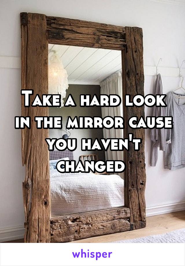 Take a hard look in the mirror cause you haven't changed 