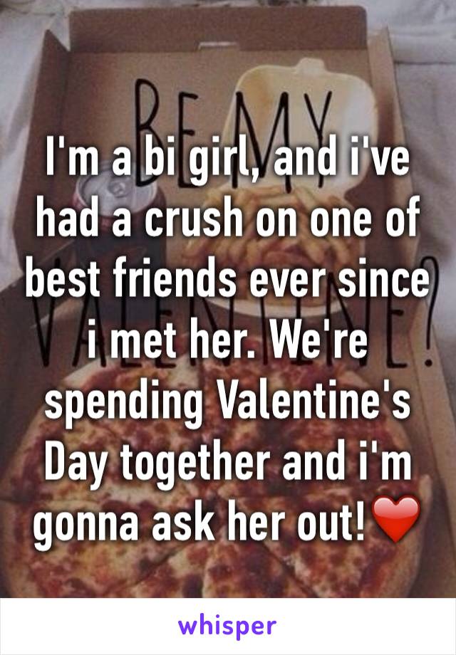 I'm a bi girl, and i've had a crush on one of best friends ever since i met her. We're spending Valentine's Day together and i'm gonna ask her out!❤️