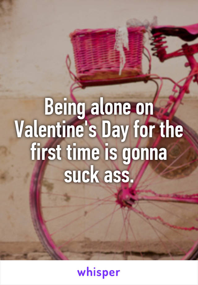 Being alone on Valentine's Day for the first time is gonna suck ass.