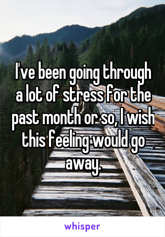 I've been going through a lot of stress for the past month or so, I wish this feeling would go away.