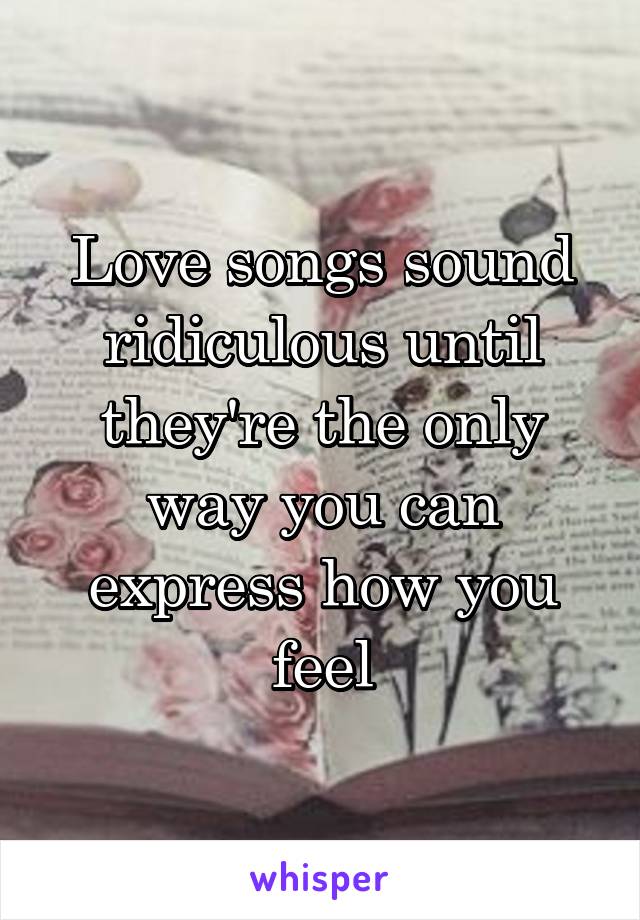 Love songs sound ridiculous until they're the only way you can express how you feel