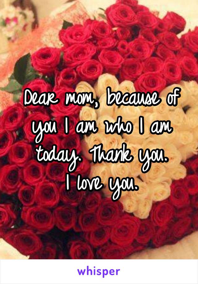 Dear mom, because of you I am who I am today. Thank you.
I love you.