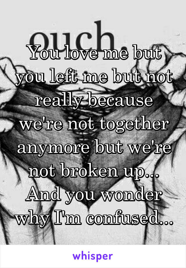 You love me but you left me but not really because we're not together anymore but we're not broken up...
And you wonder why I'm confused...