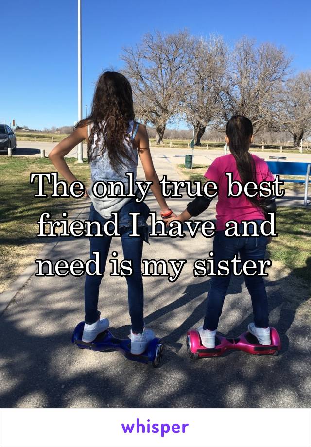 The only true best friend I have and need is my sister 