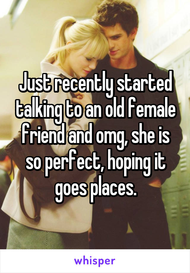 Just recently started talking to an old female friend and omg, she is so perfect, hoping it goes places.