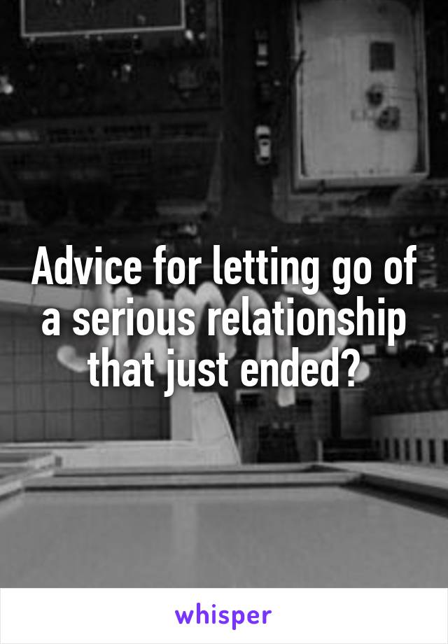 Advice for letting go of a serious relationship that just ended?