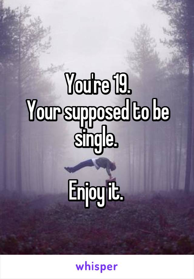 You're 19.
Your supposed to be single. 

Enjoy it. 