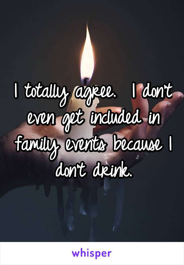 I totally agree.  I don't even get included in family events because I don't drink.
