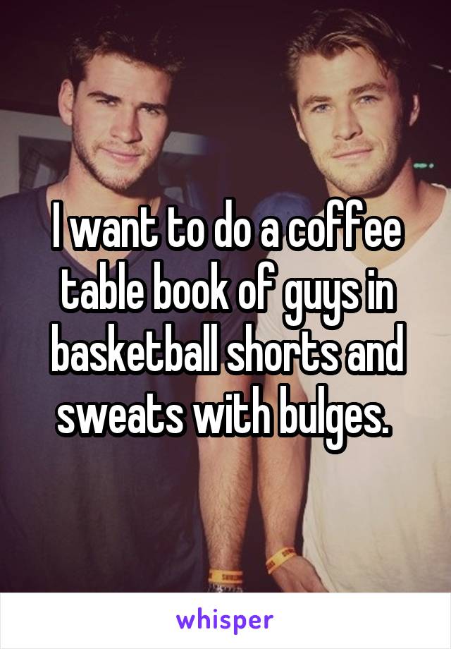 I want to do a coffee table book of guys in basketball shorts and sweats with bulges. 