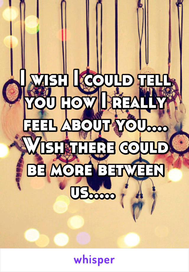 I wish I could tell you how I really feel about you.... Wish there could be more between us..... 