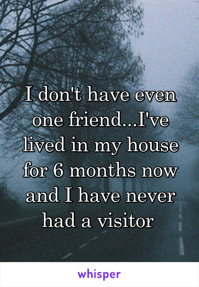 
I don't have even one friend...I've lived in my house for 6 months now and I have never had a visitor 