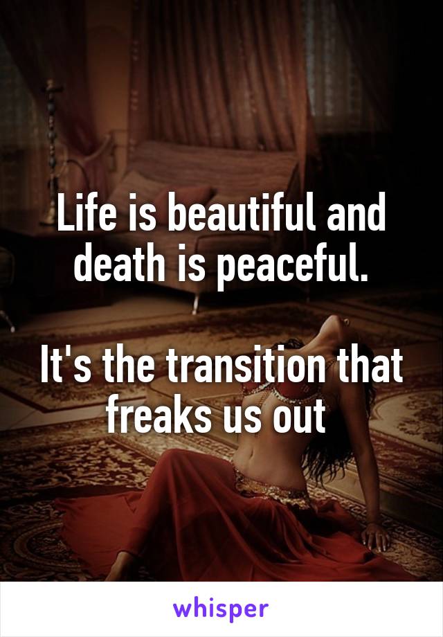 Life is beautiful and death is peaceful.

It's the transition that freaks us out 