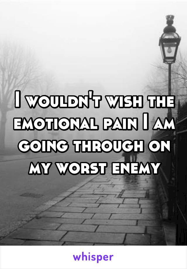 I wouldn't wish the emotional pain I am going through on my worst enemy