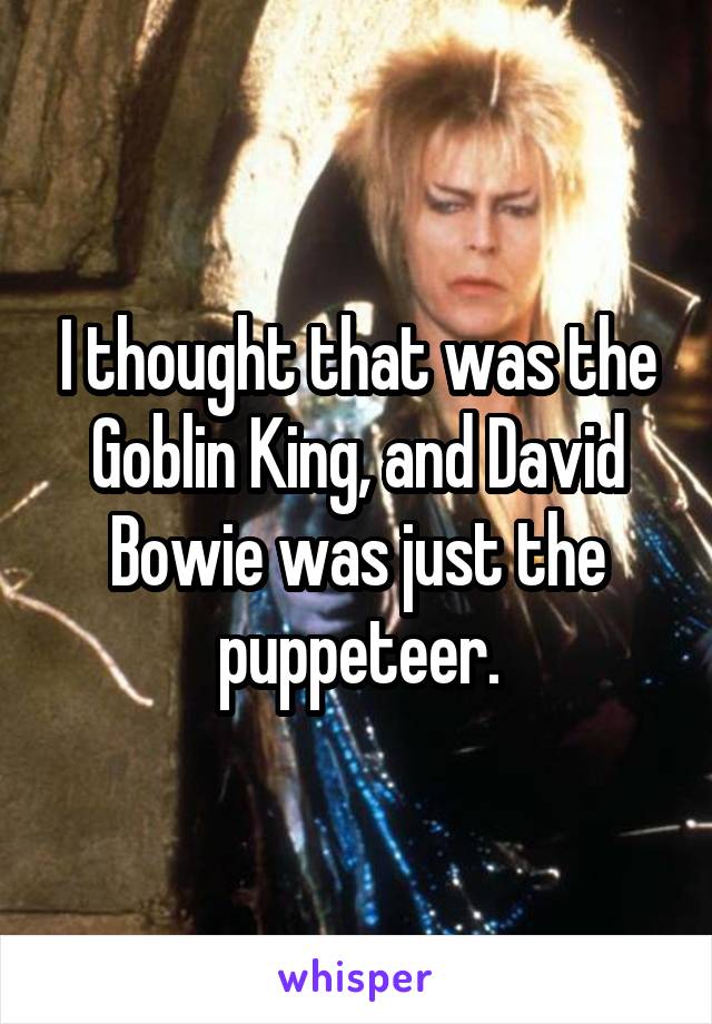 I thought that was the Goblin King, and David Bowie was just the puppeteer.