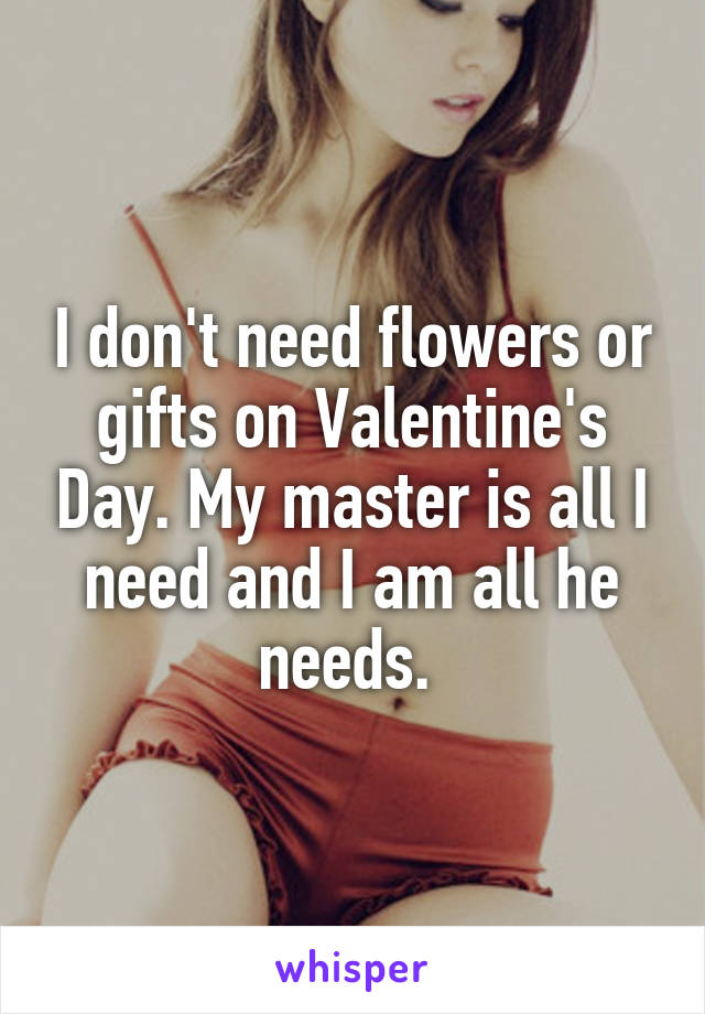 I don't need flowers or gifts on Valentine's Day. My master is all I need and I am all he needs. 