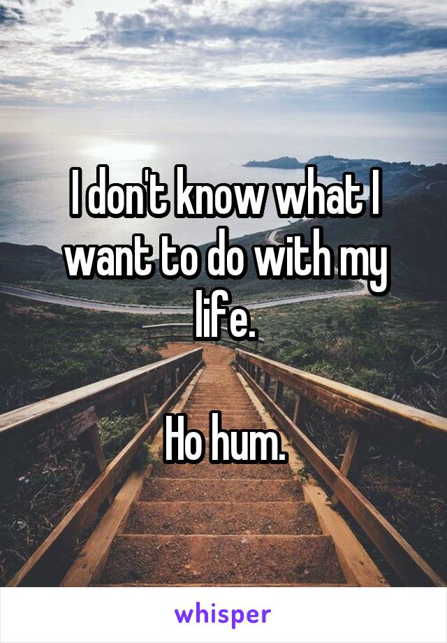 I don't know what I want to do with my life.

Ho hum.