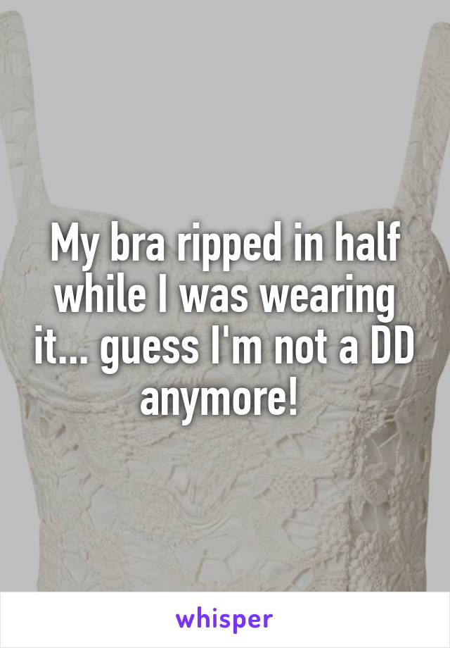 My bra ripped in half while I was wearing it... guess I'm not a DD anymore! 