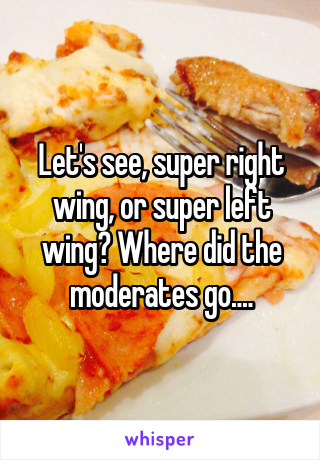 Let's see, super right wing, or super left wing? Where did the moderates go....